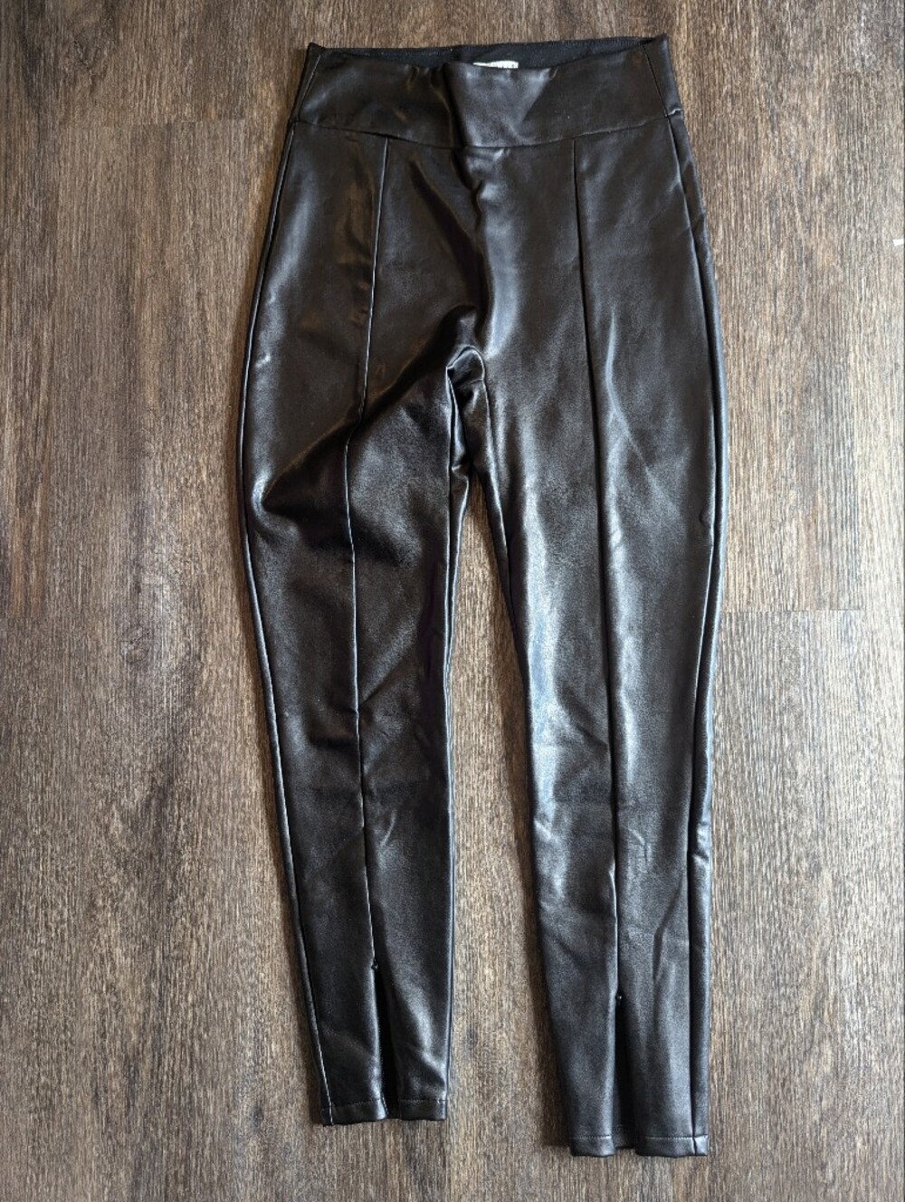 Abercrombie & Fitch Black Faux Leather Cropped Jogger Pants